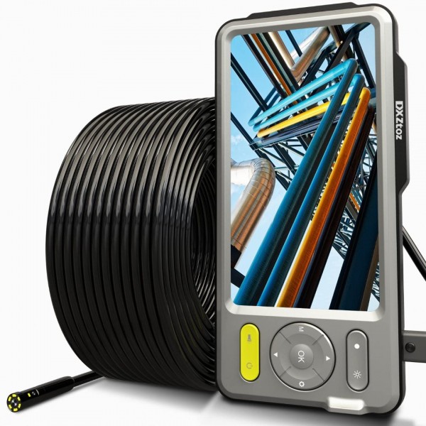 Dual Lens Industrial Borescope 5” IPS Large Screen Waterproof Semi-Rigid 50FT Tube Sewer Pipe Drain Camera